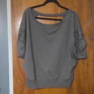 Wet Seal Gray Top with Studded Accents
